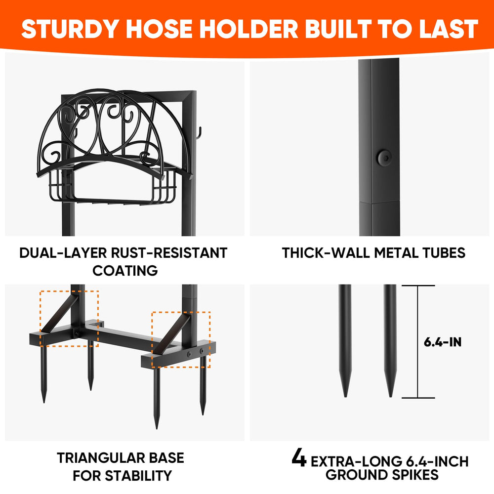 HXJLJY Garden Hose Holder side view showing tool hooks