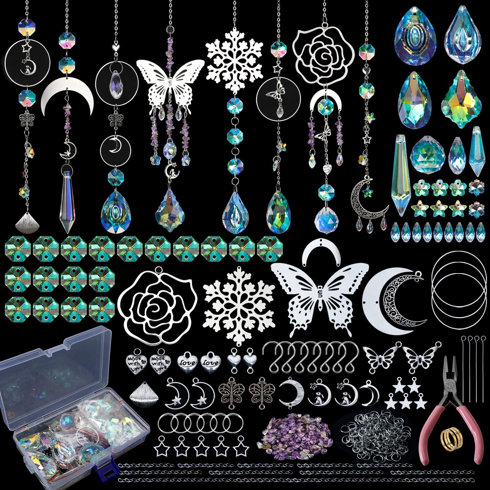 HYBEADS DIY Suncatchers Kit 400pcs with assorted crystal beads