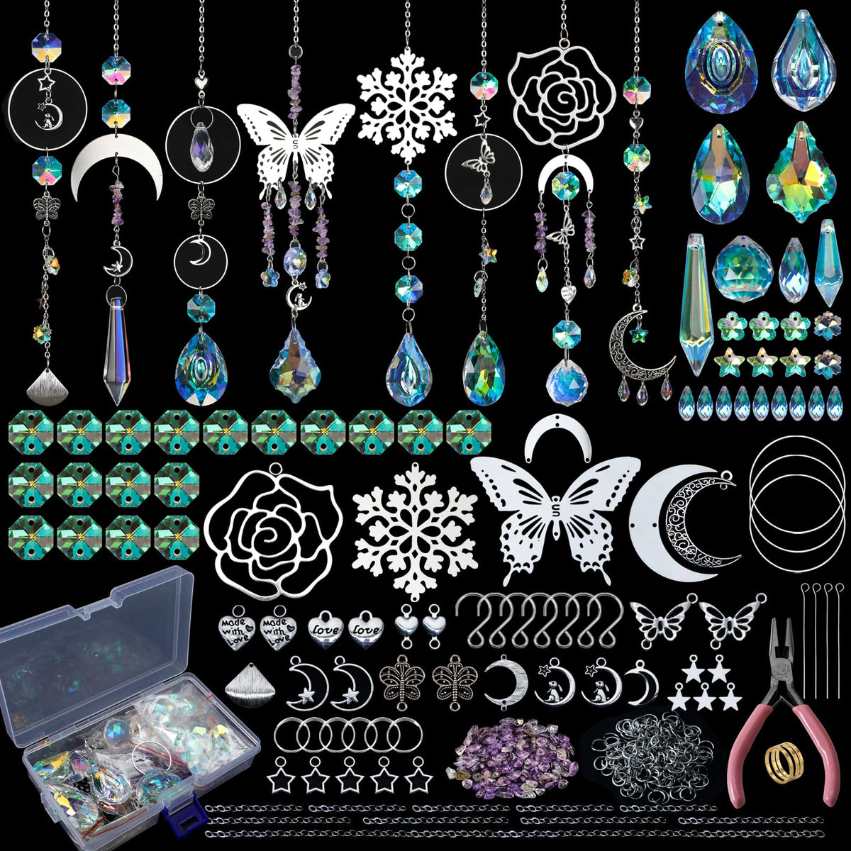 HYBEADS DIY Suncatchers Kit 400pcs with assorted crystal beads