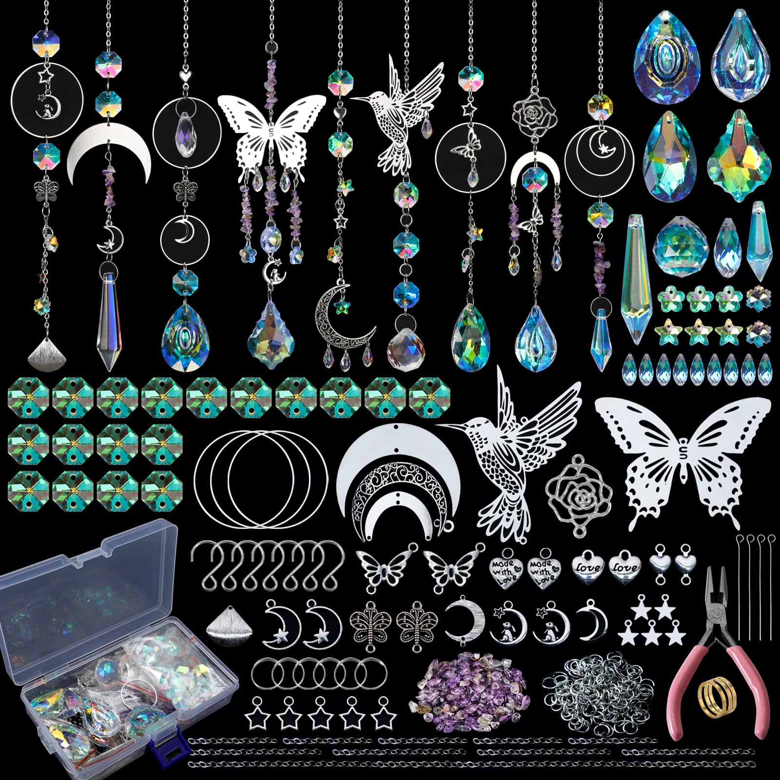 HYBEADS DIY Suncatchers Kit with 400 pieces of crystal supplies