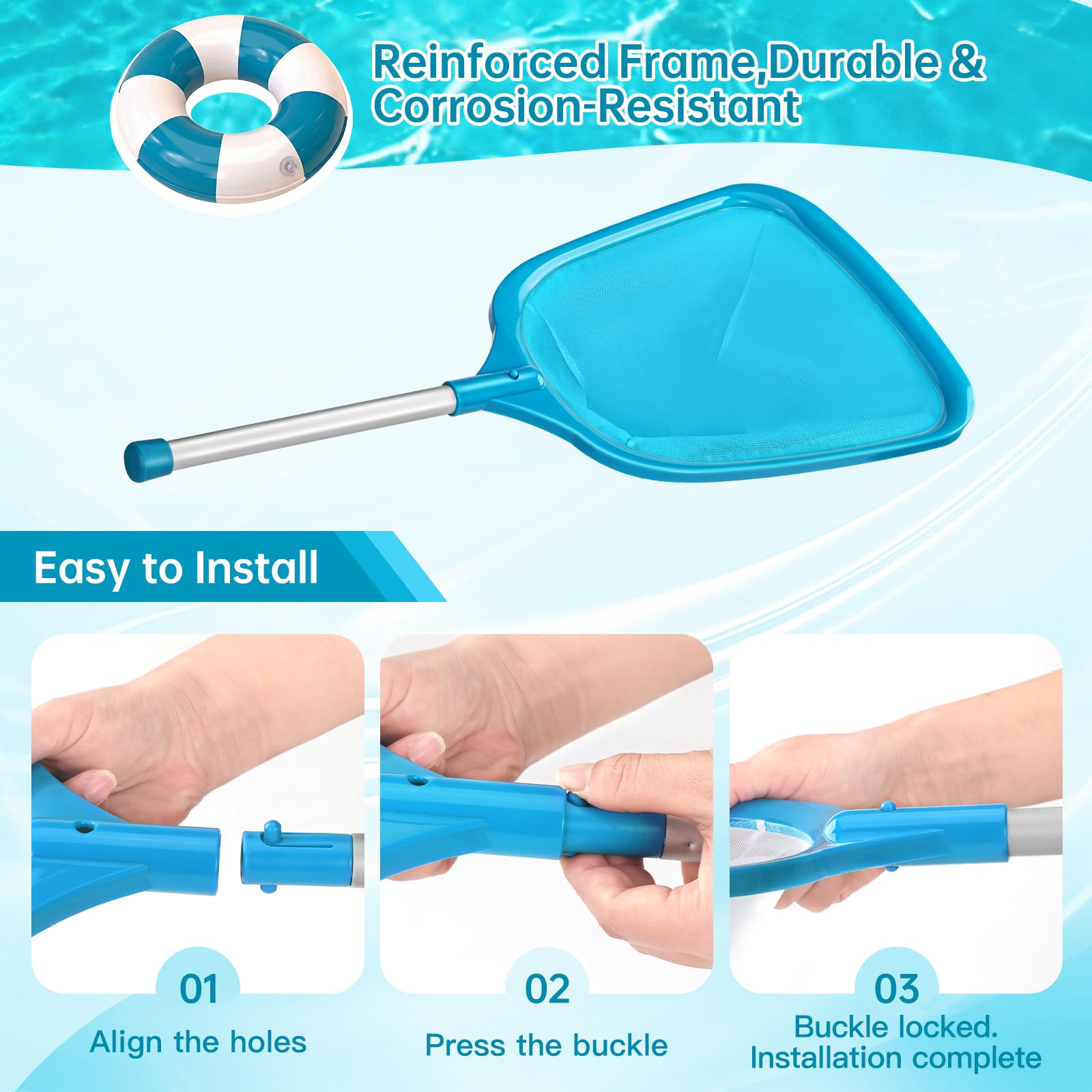 HydraJoy Pool Skimmer displaying ergonomic handle