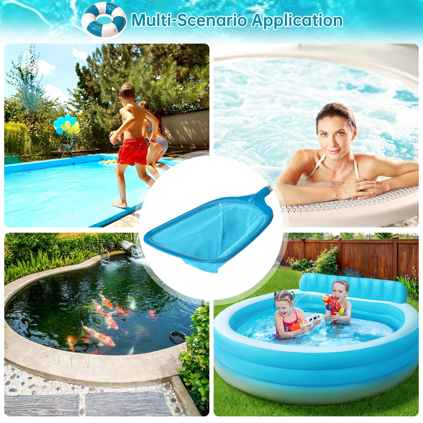 HydraJoy Pool Skimmer with debris captured in mesh net