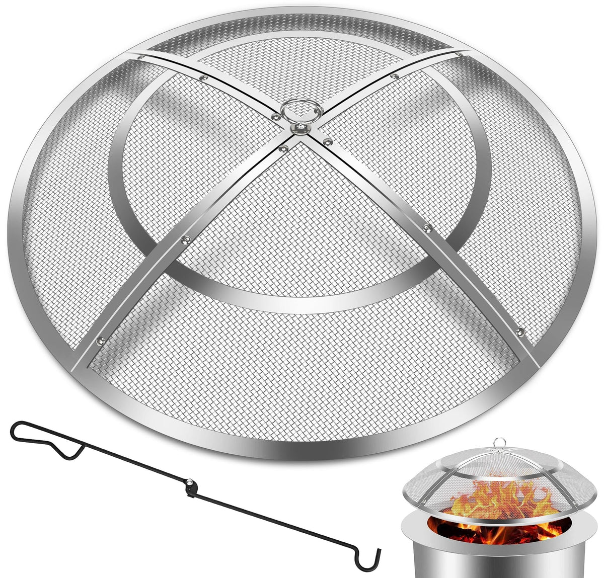 Hydream 24 Inch Fire Pit Spark Screen front view