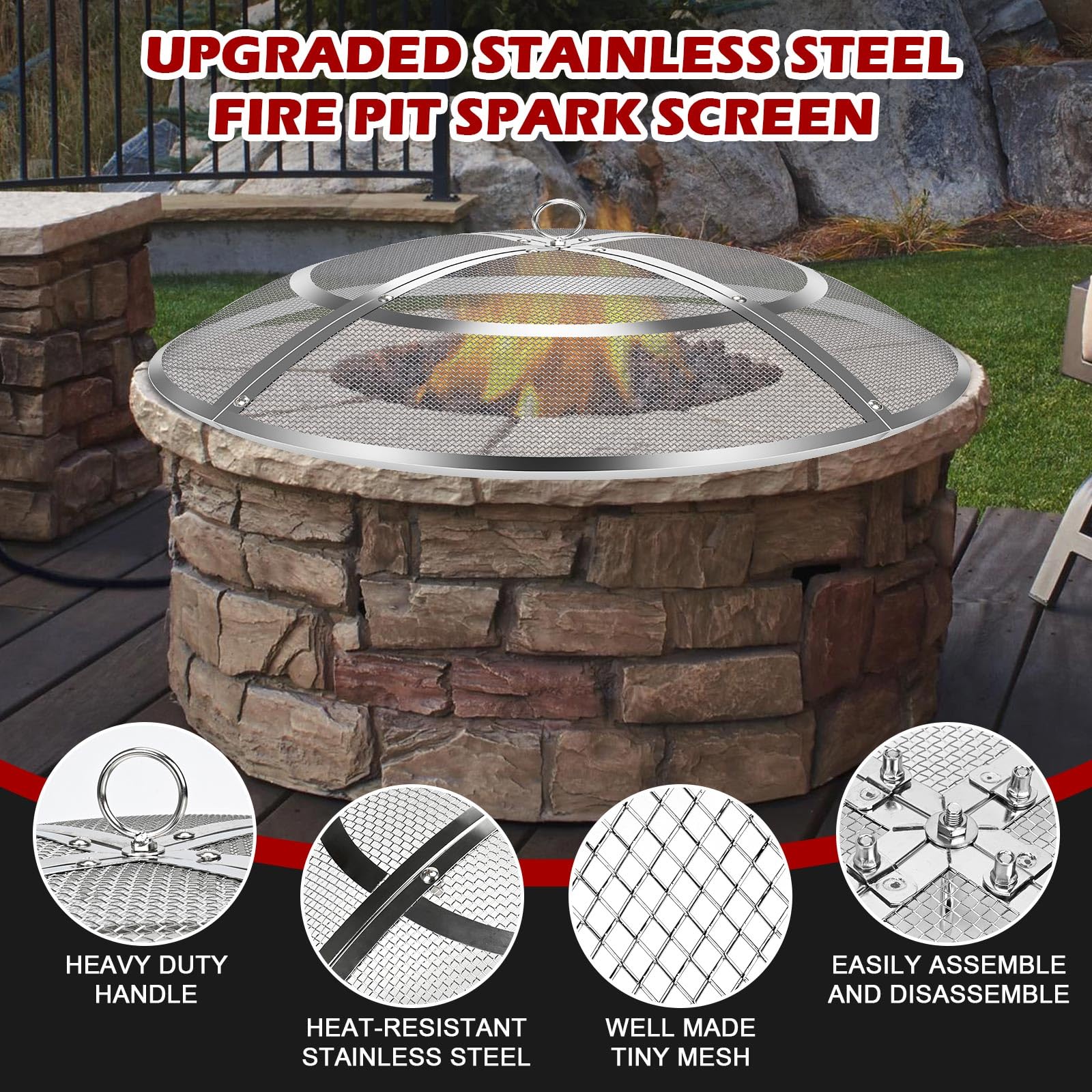 Hydream Fire Pit Spark Screen disassembled parts