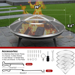 Hydream Fire Pit Spark Screen with handle and poker