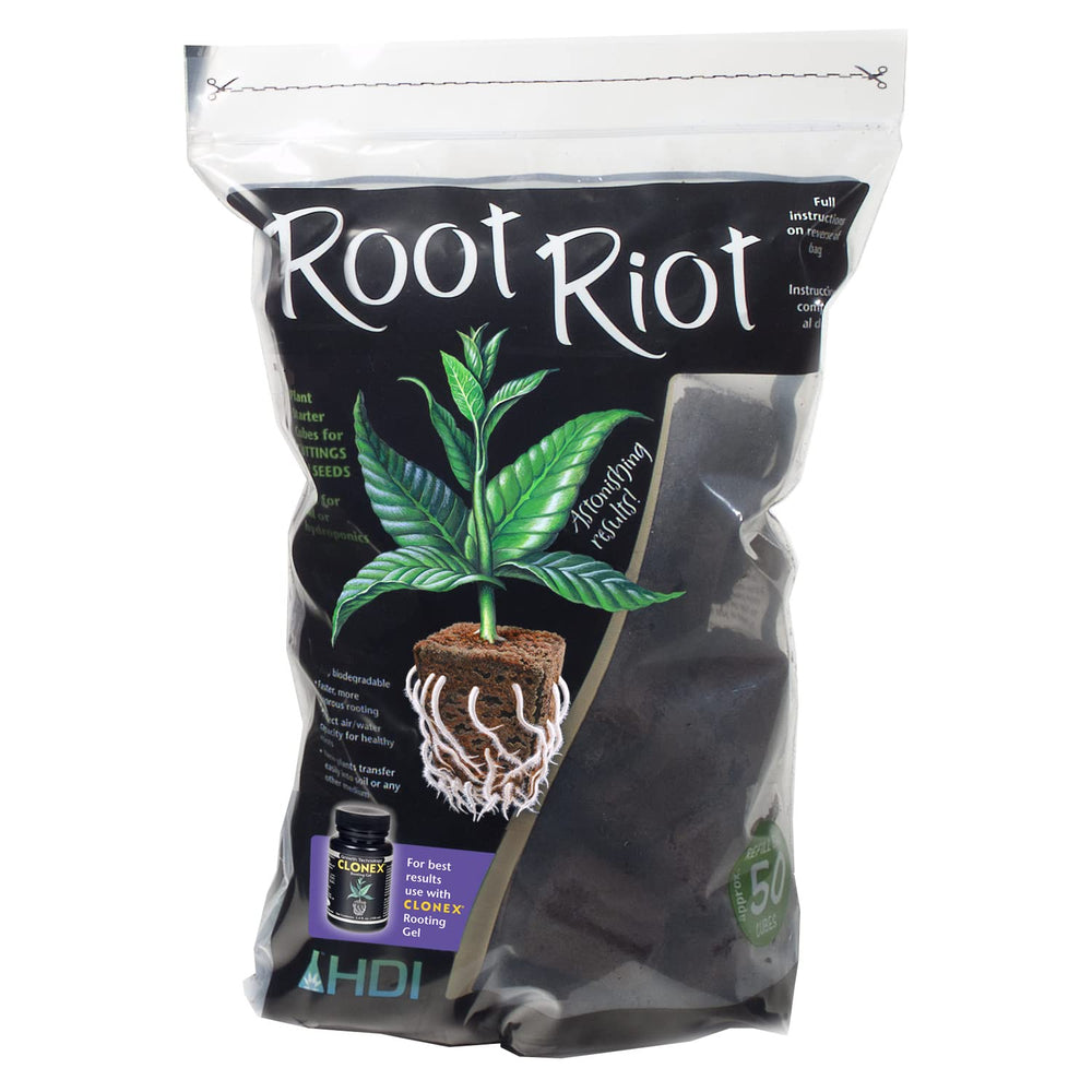 HYDRO DYNAMICS Root Riot Replacement Cubes 50 Pack, Brown