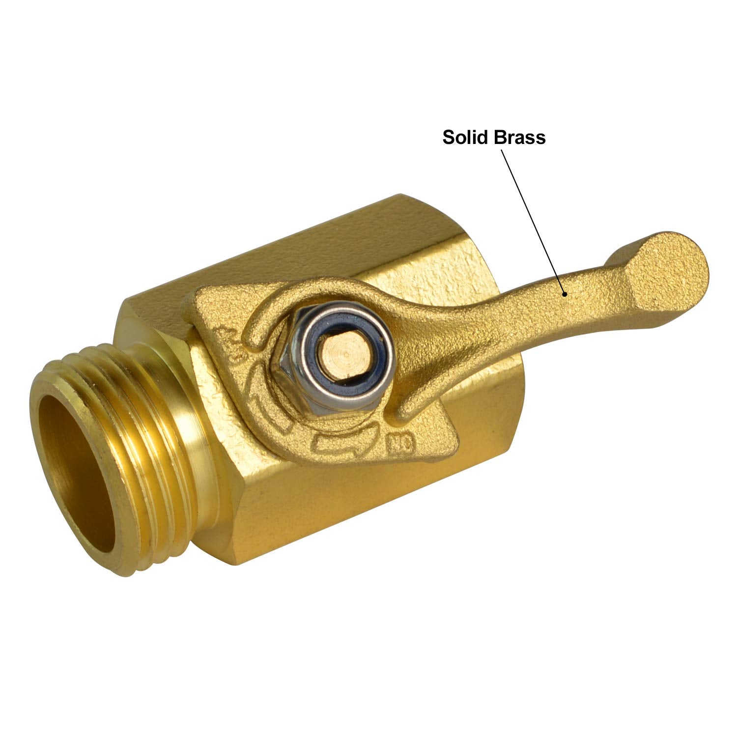 HYDRO MASTER Brass Shut Off Valve with garden hose attached