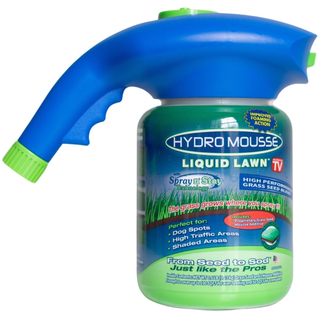 Hydro Mousse Liquid Lawn System front view with canister and spray head