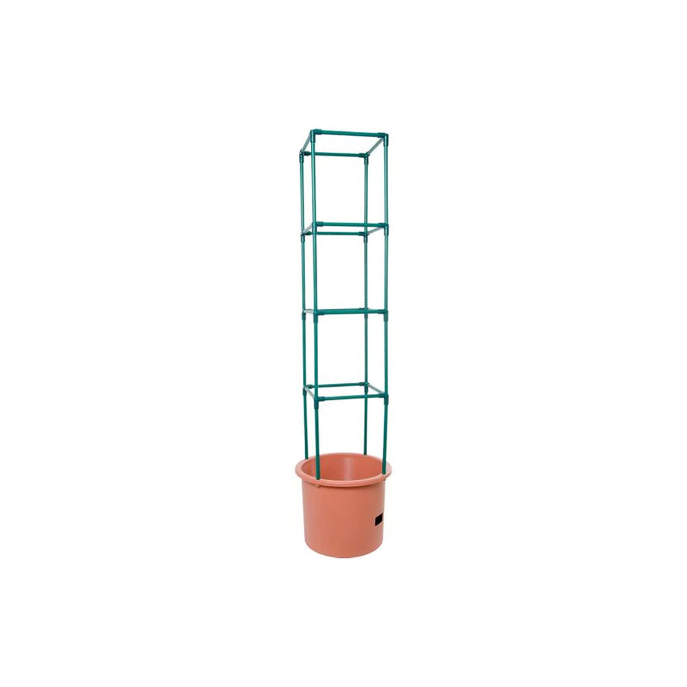Hydrofarm self-watering tomato barrel with 4 ft trellis in green