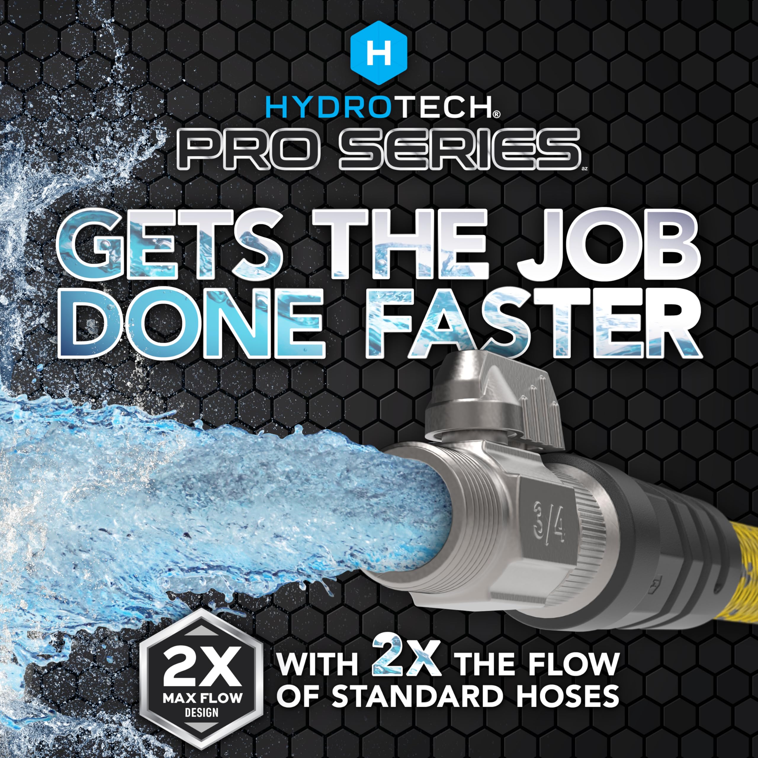 HydroTech 100 ft Garden Hose with brass fittings close-up