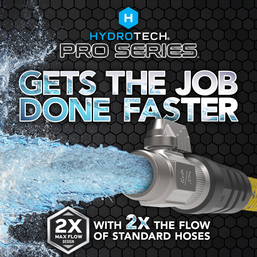 HydroTech 100 ft Garden Hose with brass fittings close-up