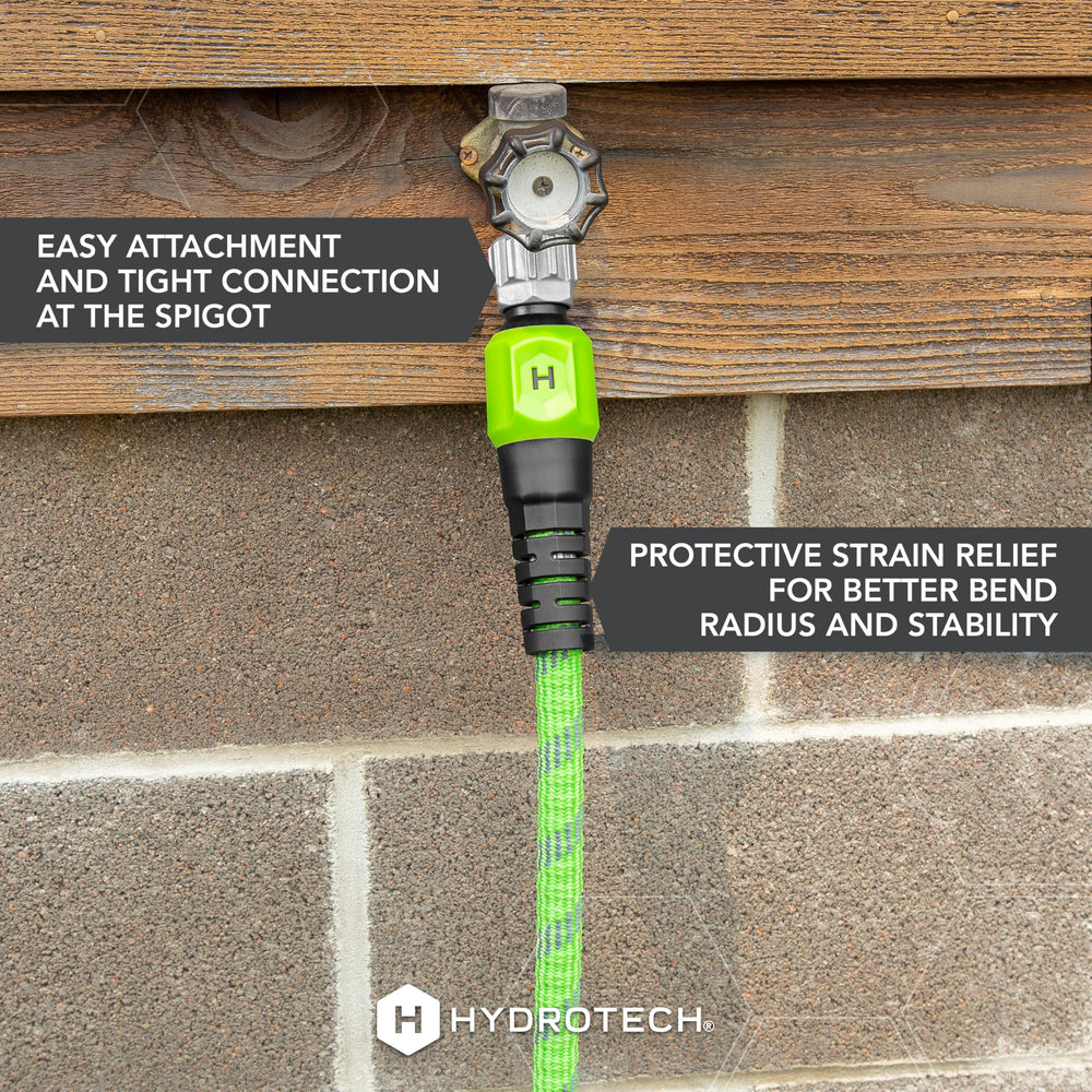 HydroTech 50 ft garden hose packaging with specifications