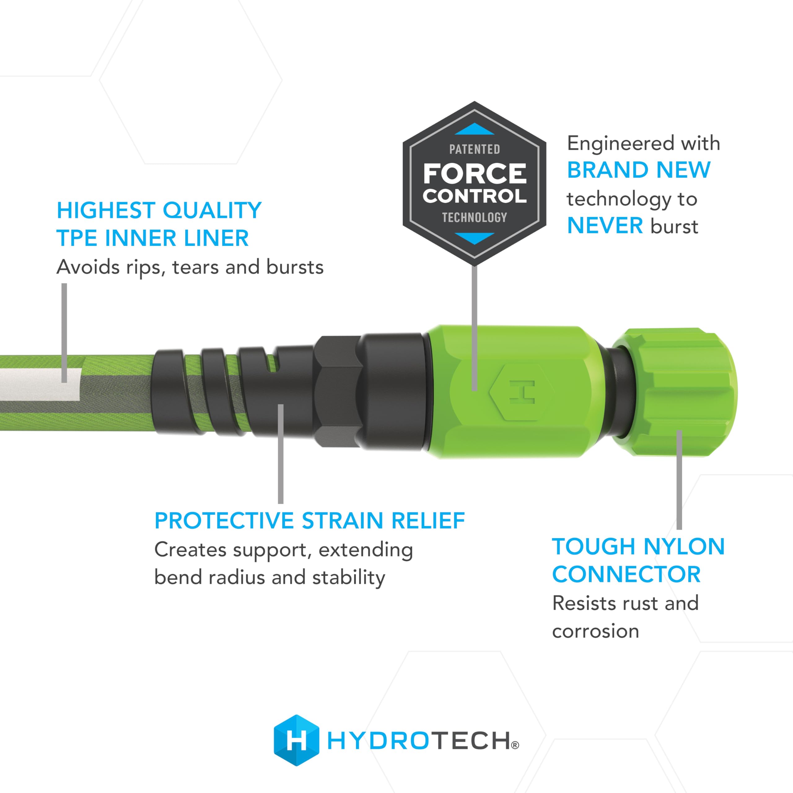 HydroTech FLATJACKET 50 ft garden hose connectors close-up