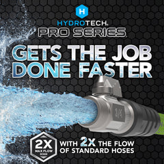 HydroTech garden hose showing 3/4 inch diameter connector