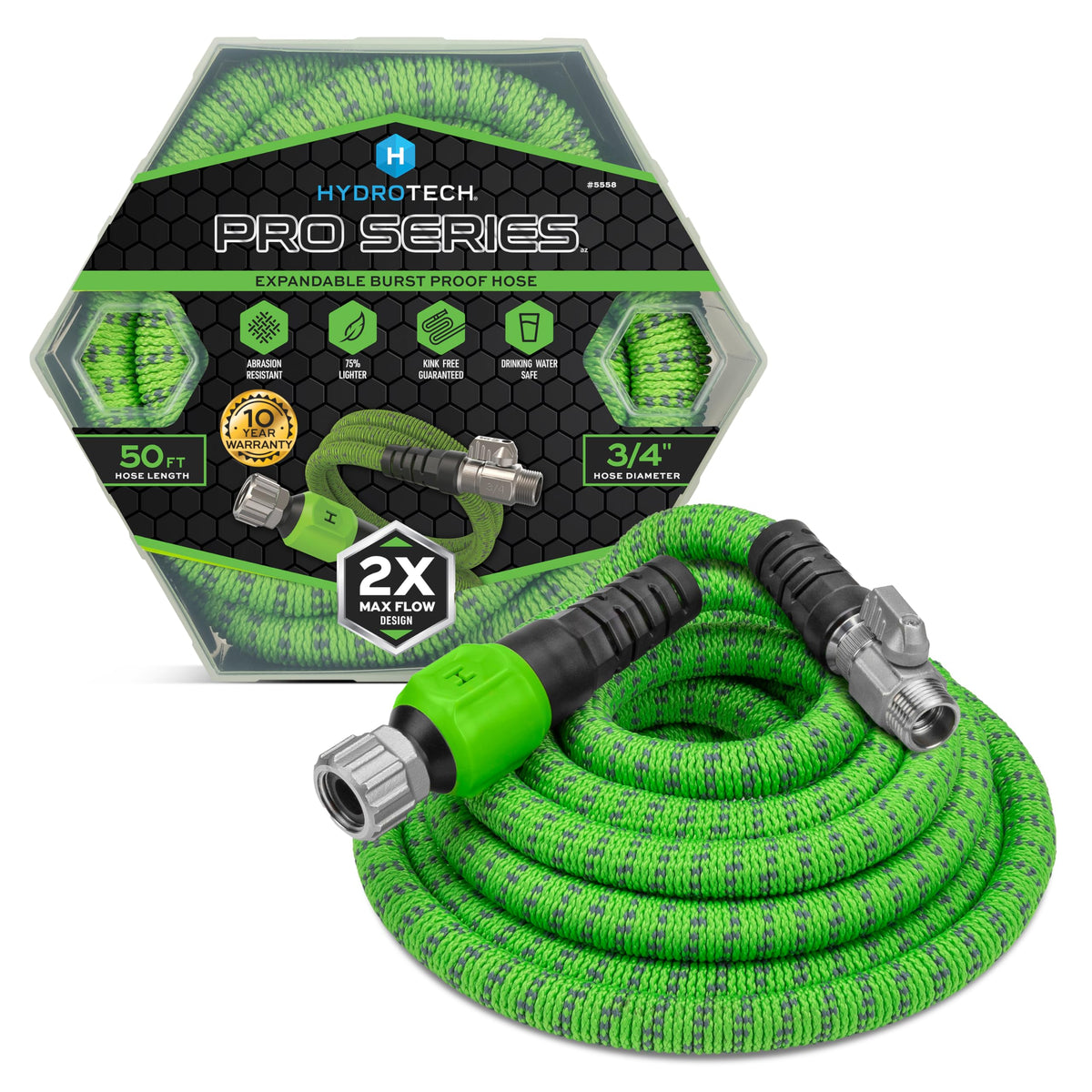HydroTech Pro Series 50 ft garden hose green model front view