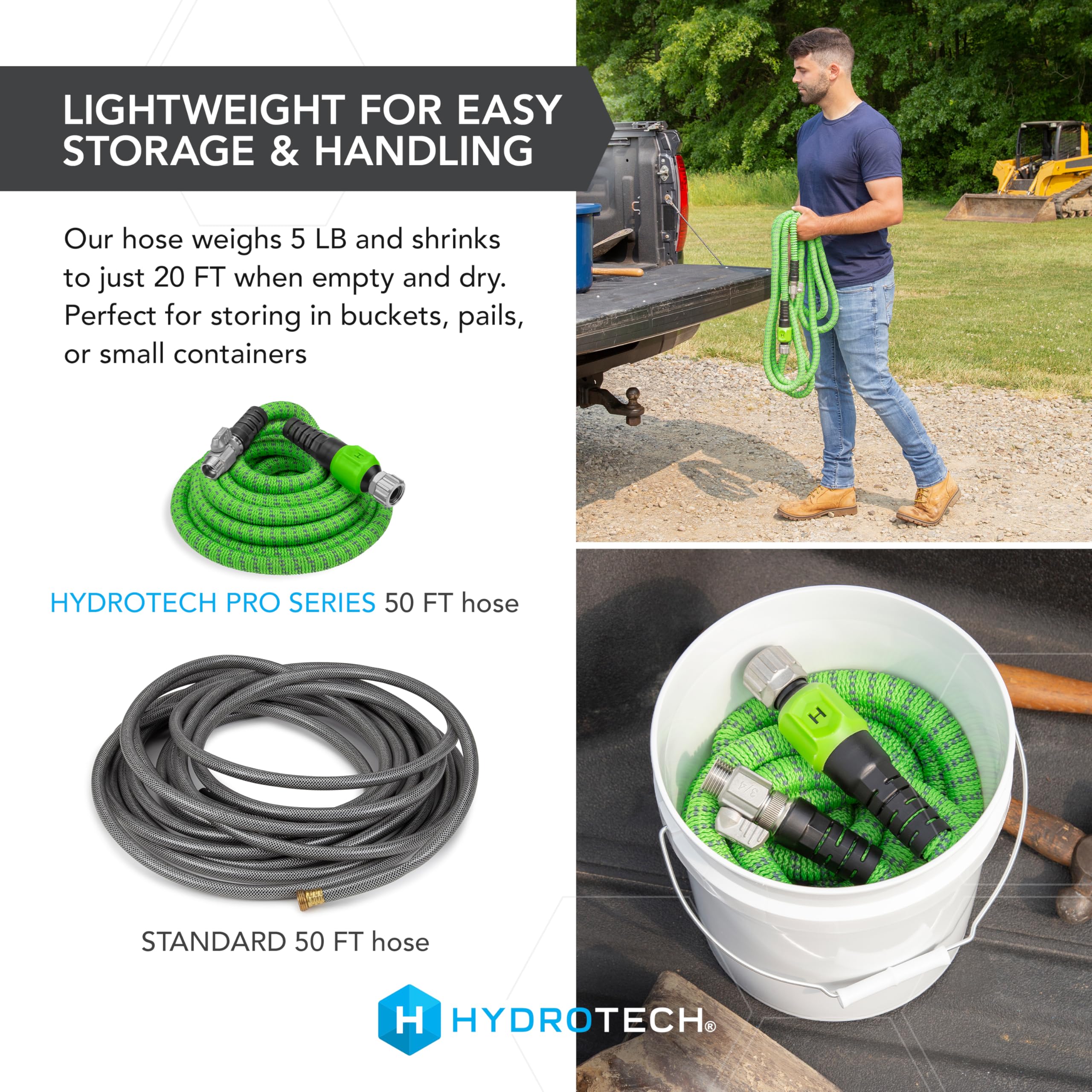 HydroTech Pro Series garden hose laid out on patio