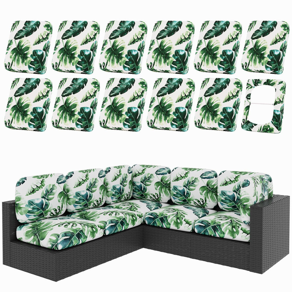 hyha 12Pcs Monstera Deliciosa Patio Cushion Covers front view