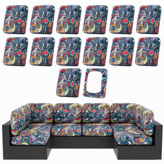hyha 14-piece patio cushion covers in paisley pattern, front view