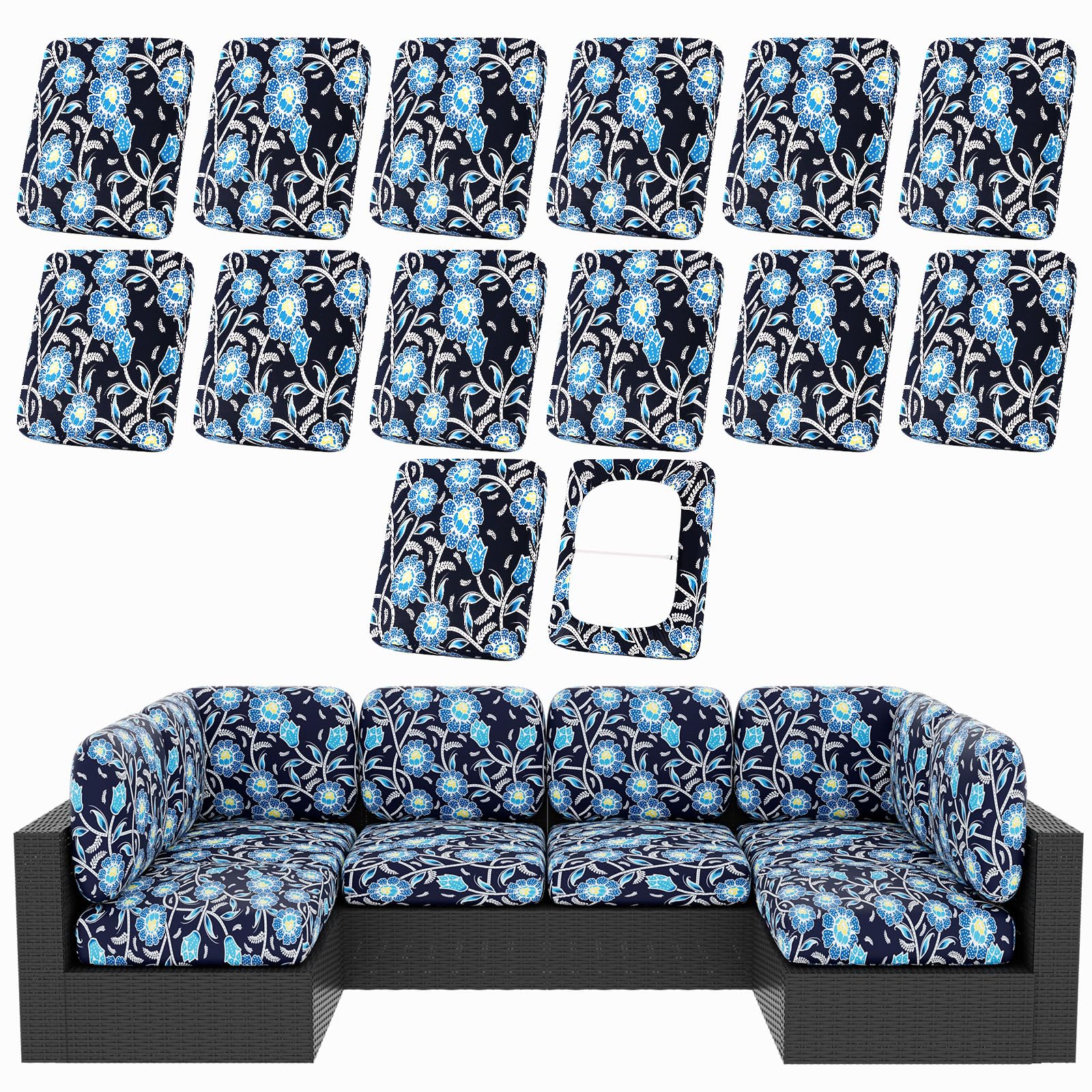 hyha 14Pcs Patio Cushion Covers Bluebell front view