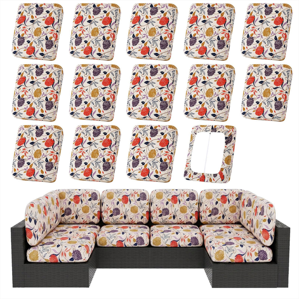 hyha 14PCS Patio Cushion Covers Flower Vine front view