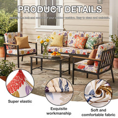 hyha 14PCS Patio Cushion Covers Flower Vine on outdoor sofa