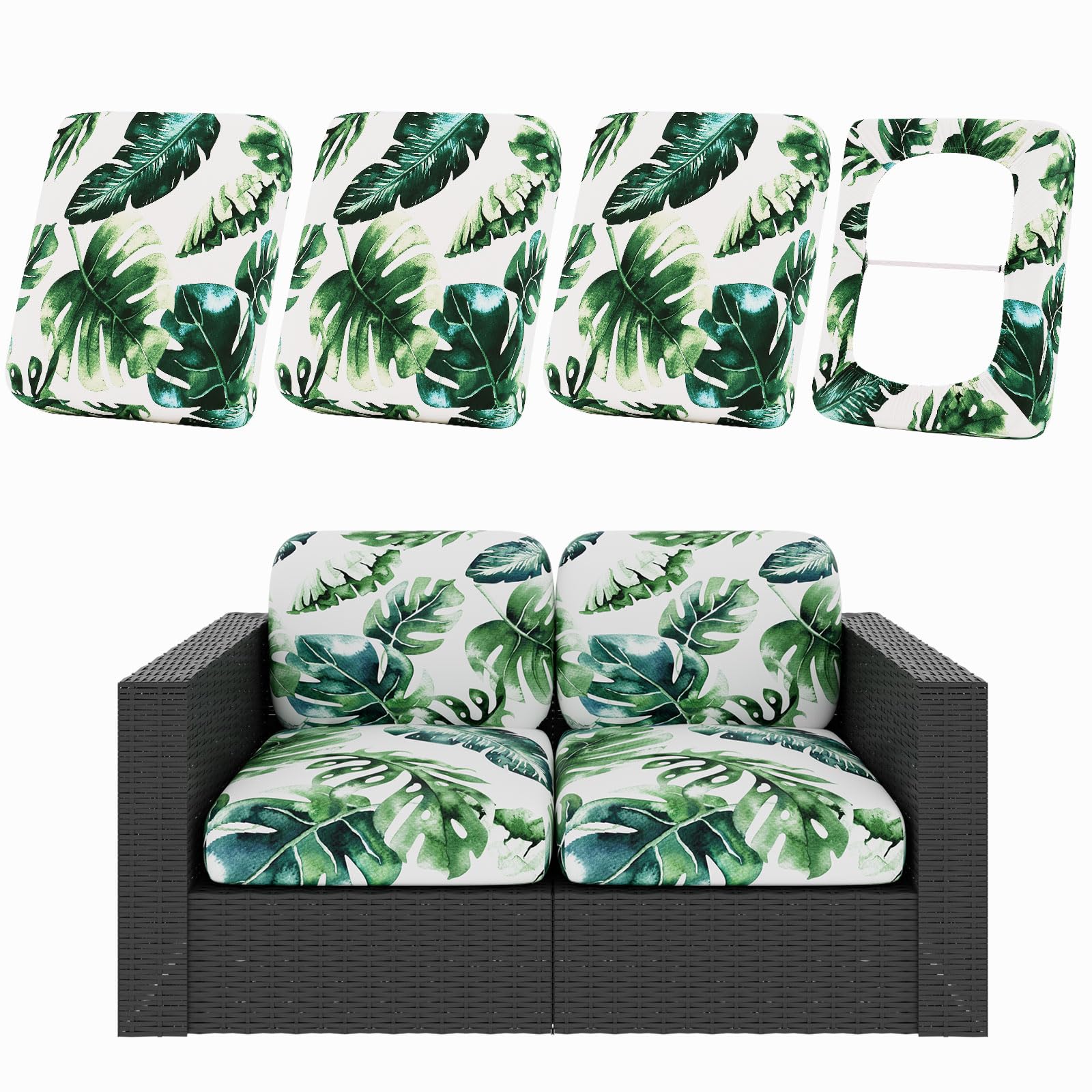 hyha 4PCS Patio Cushion Covers Monstera Deliciosa front view