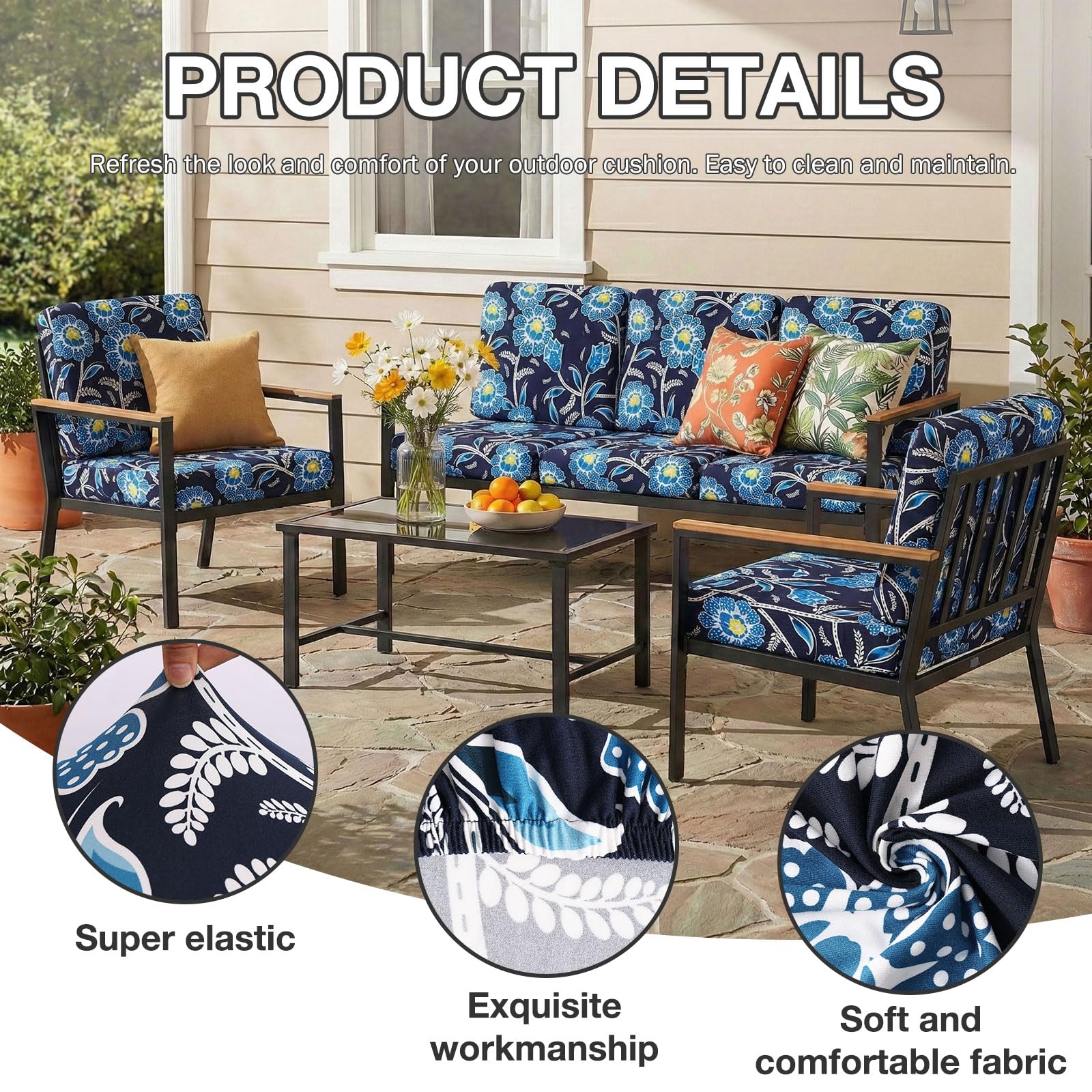 hyha cushion covers displayed on patio furniture