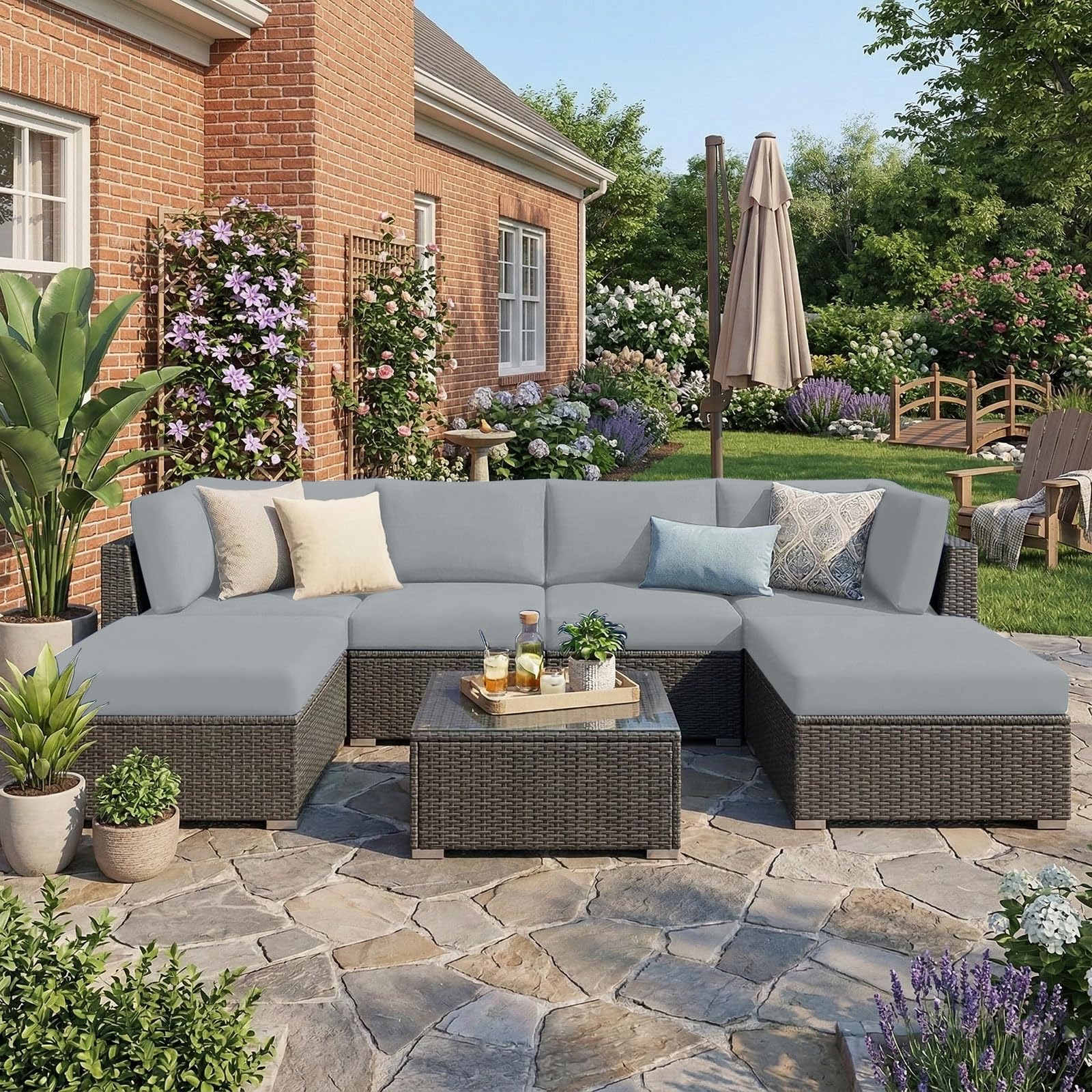 hyha cushion covers installed on patio furniture
