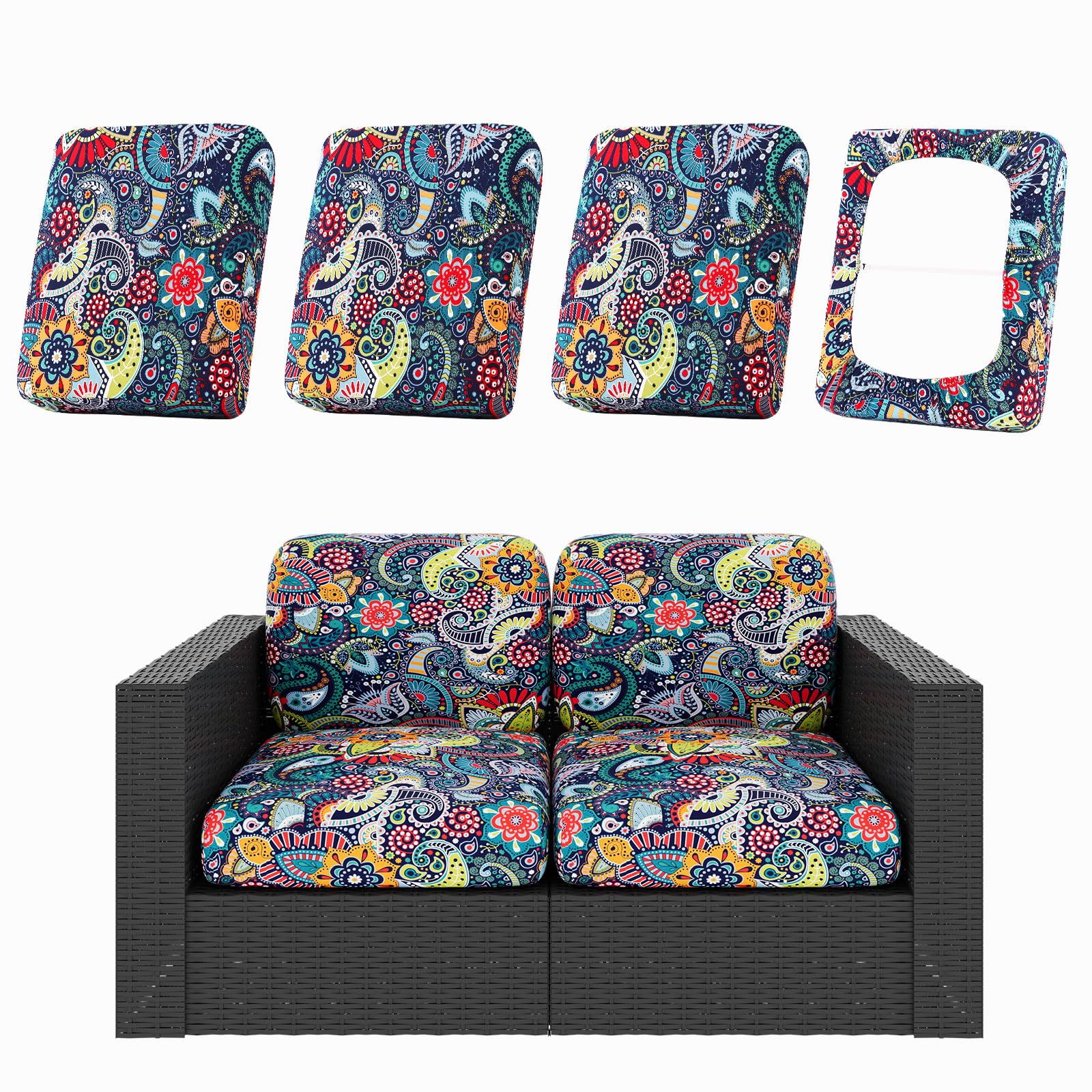 hyha patio cushion covers 4PCS paisley design front view