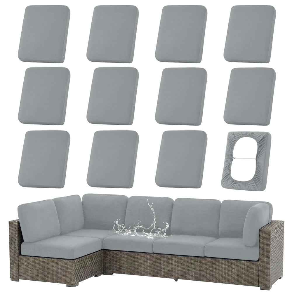 hyha Waterproof Outdoor Cushion Covers grey 12PCS front view