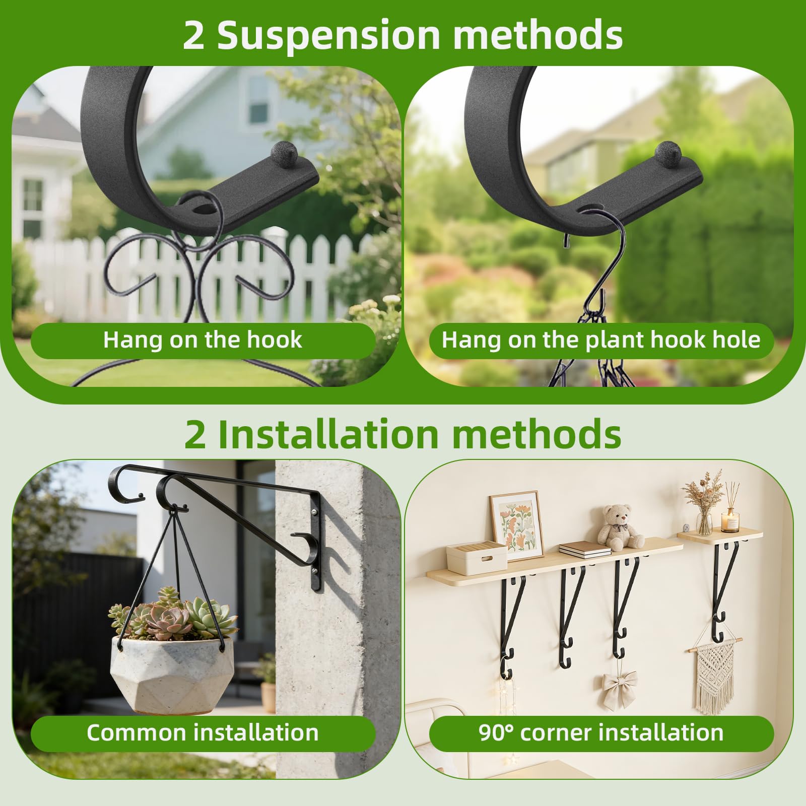 Hystun plant hanger black hooks with mounting hardware