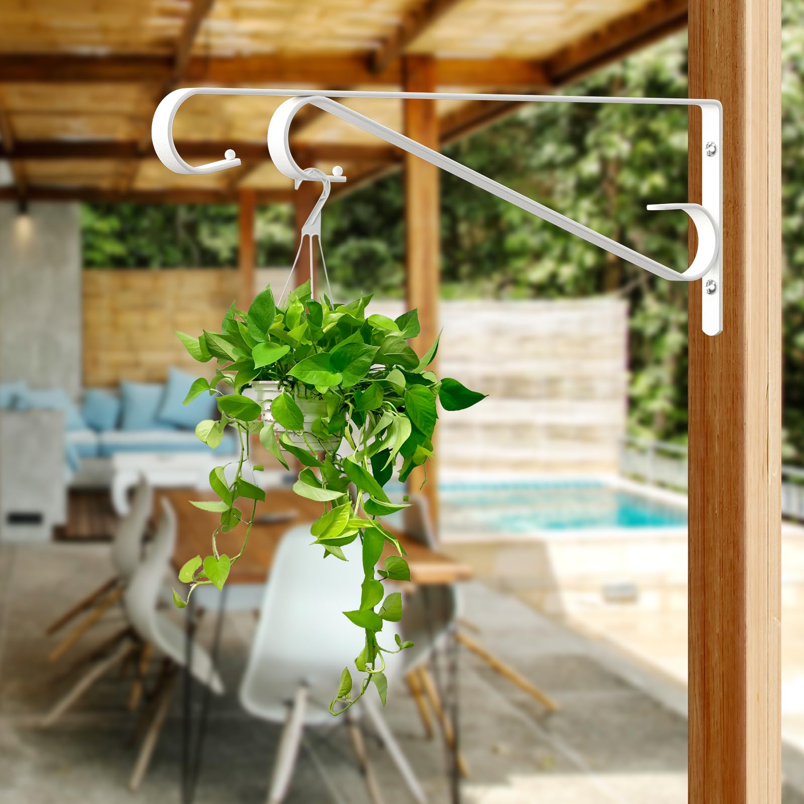Hystun Plant Hanger outdoor hook on wooden fence