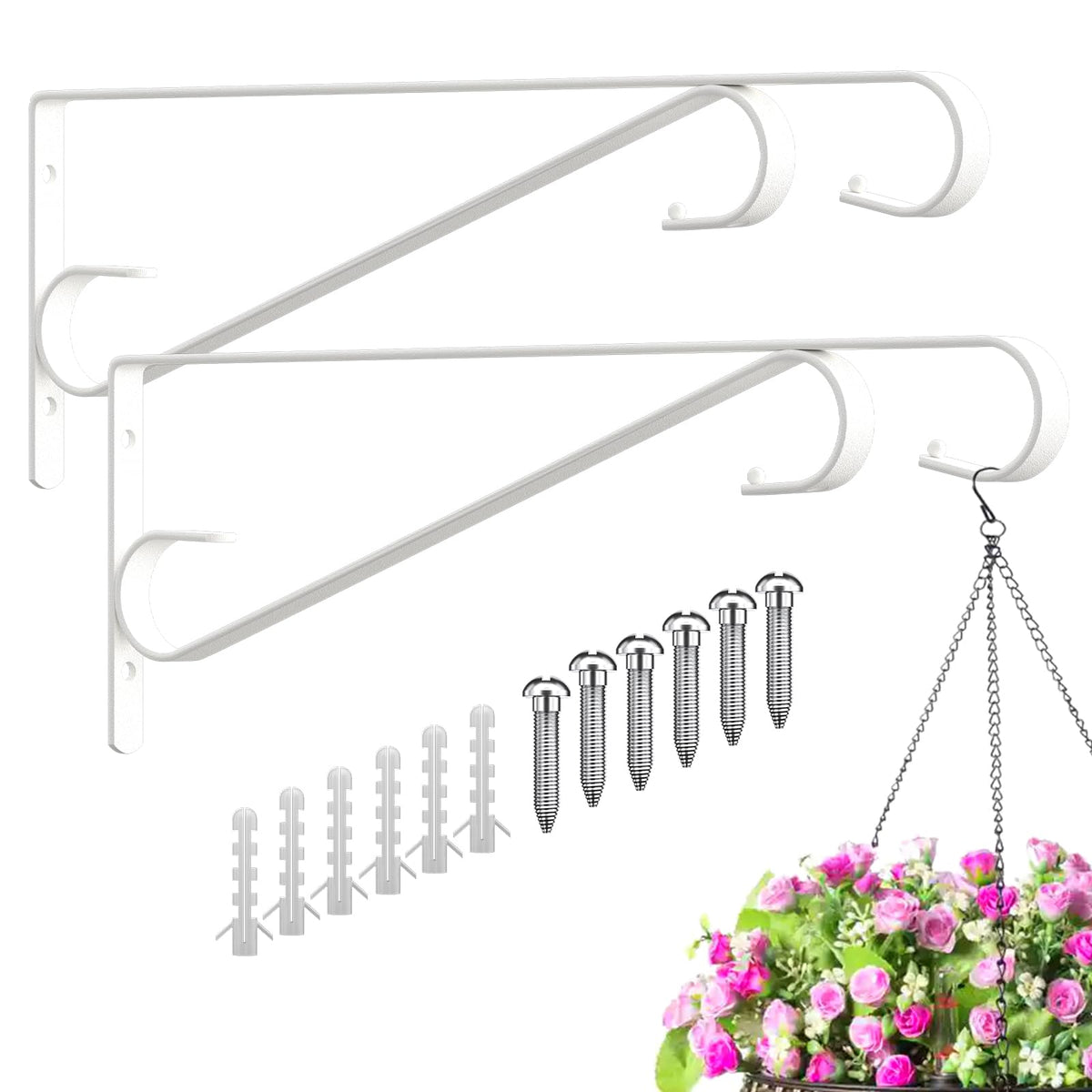 Hystun Plant Hanger outdoor white hook front view
