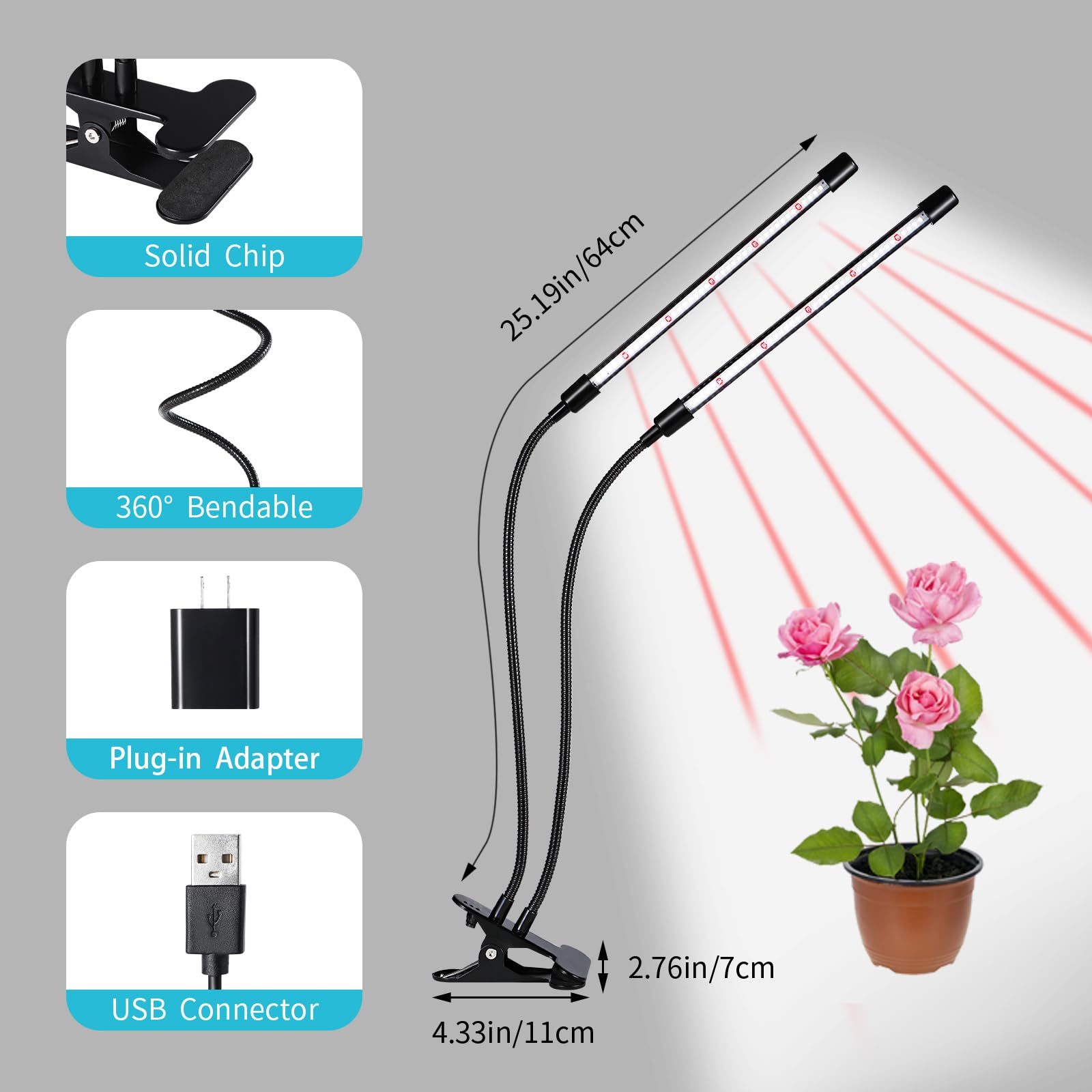 Hywyimlait Grow Light with strong clips for stability