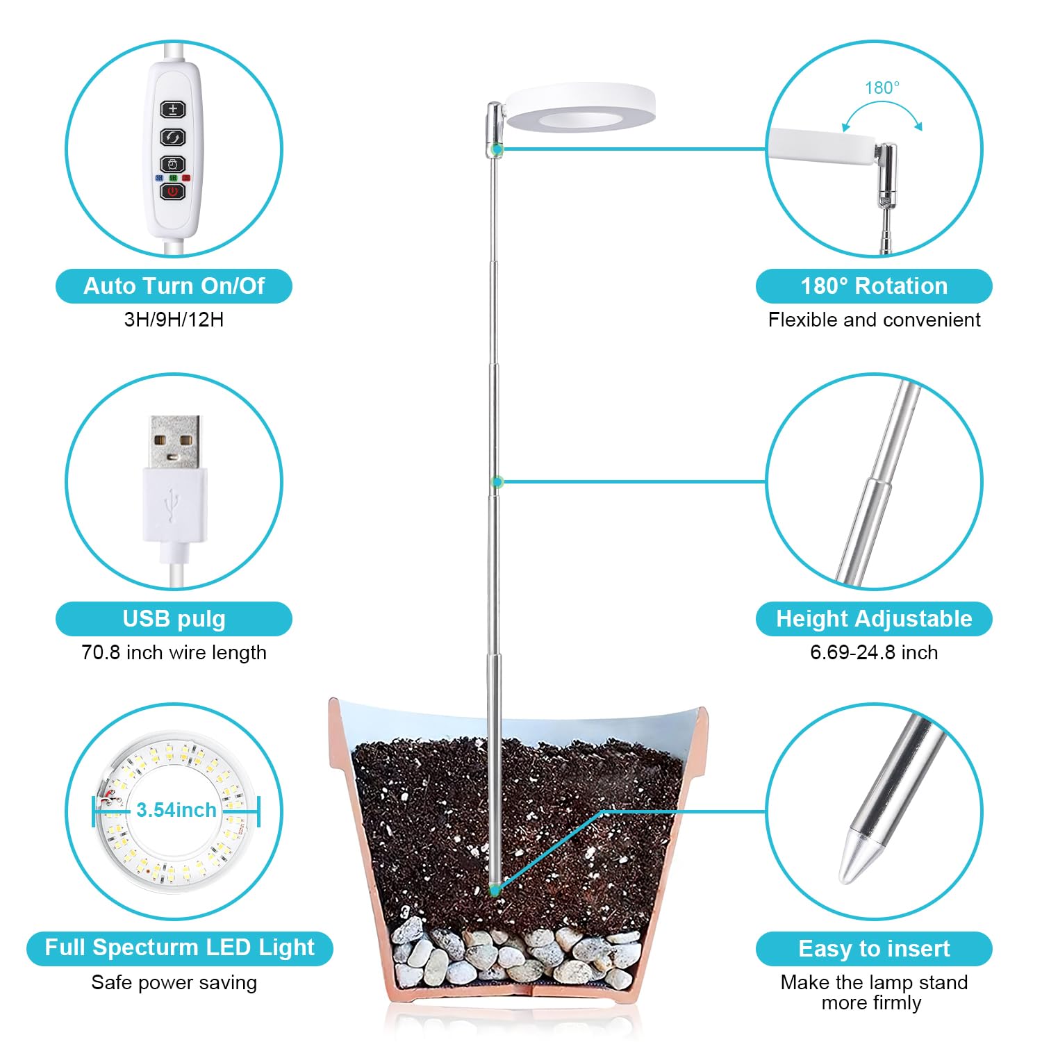 Hywyimlait Halo Ring Grow Light installed in a potted plant