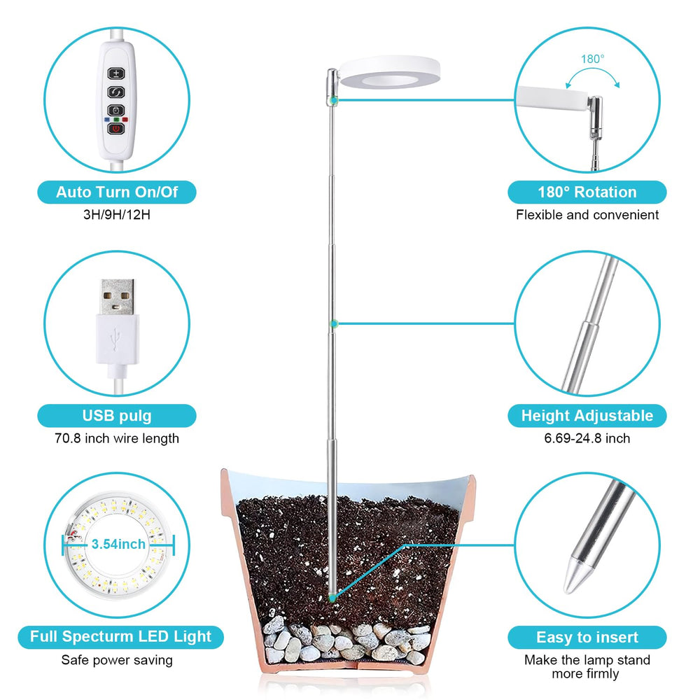 Hywyimlait Halo Ring Grow Light installed in a potted plant