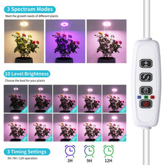 Hywyimlait Halo Ring Grow Light showing red, blue, and yellow light spectrum