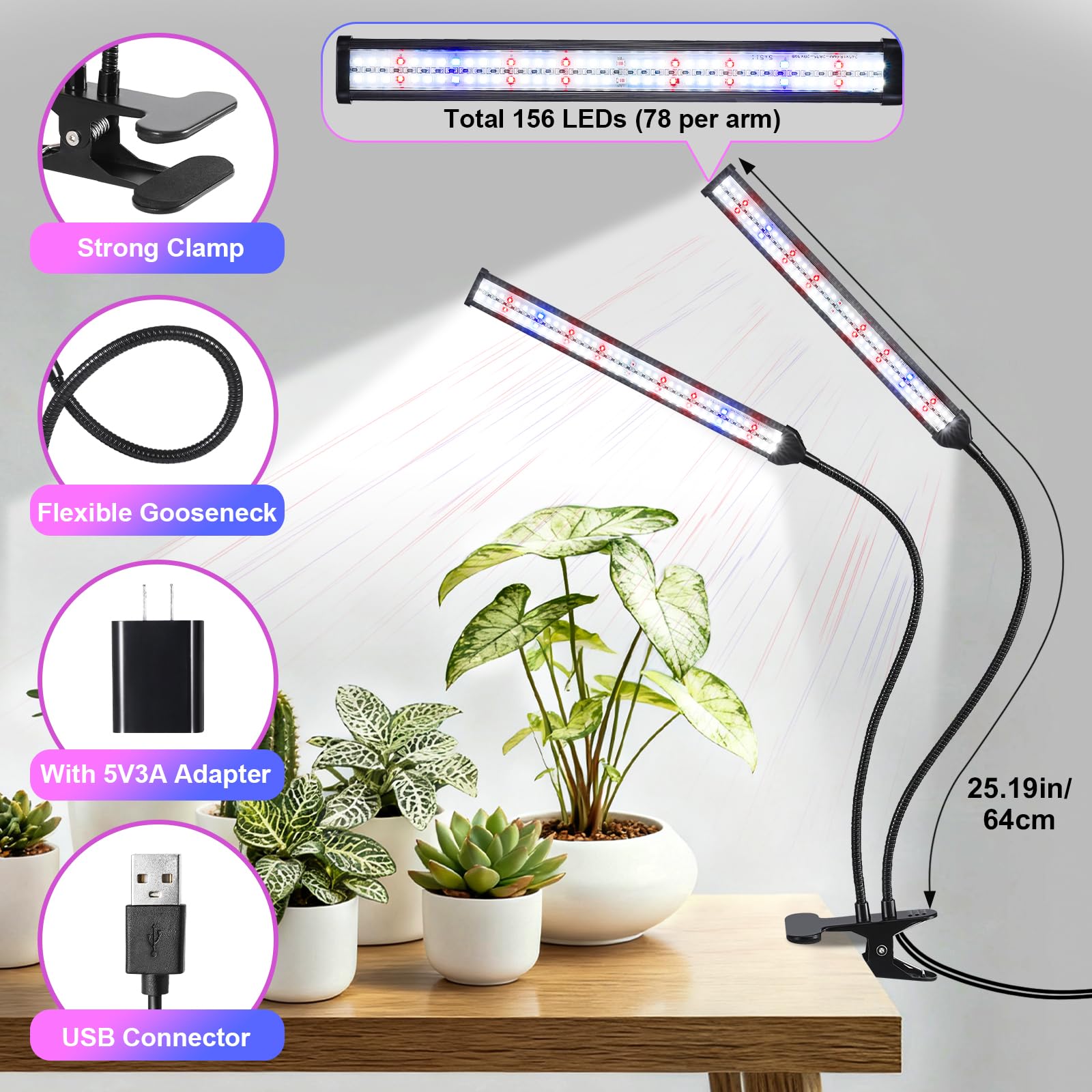 Hywyimlait indoor plant light in use with various plants