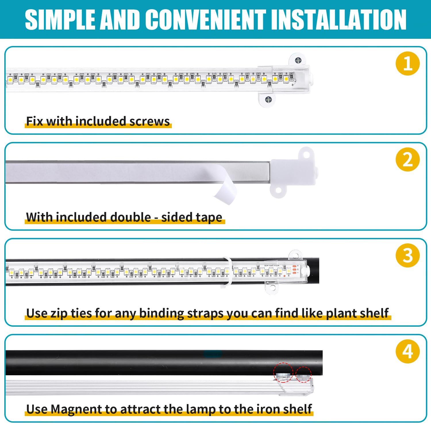 Hywyimlait LED Grow Light mounted on plant shelf