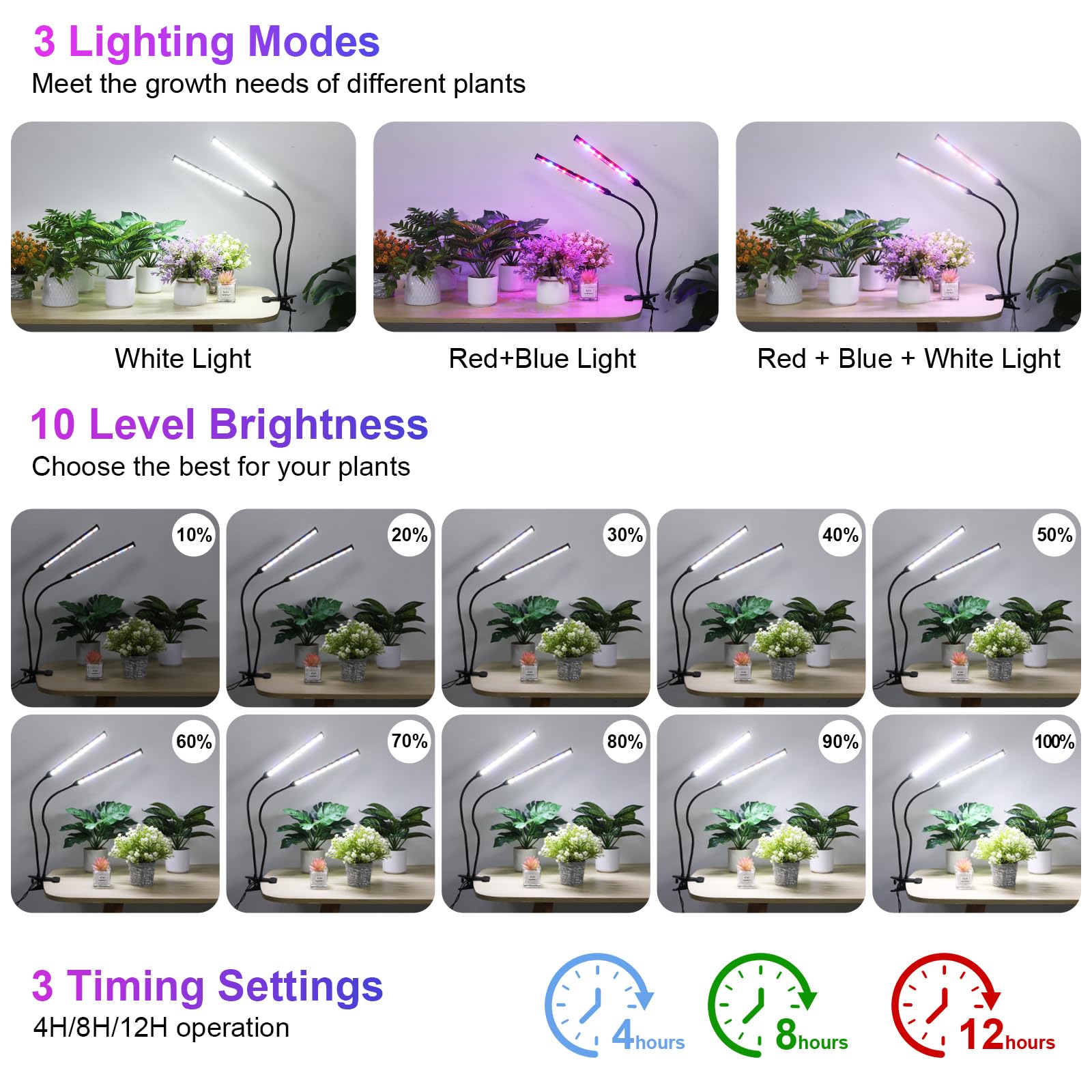 Hywyimlait plant growth light showing flexible gooseneck