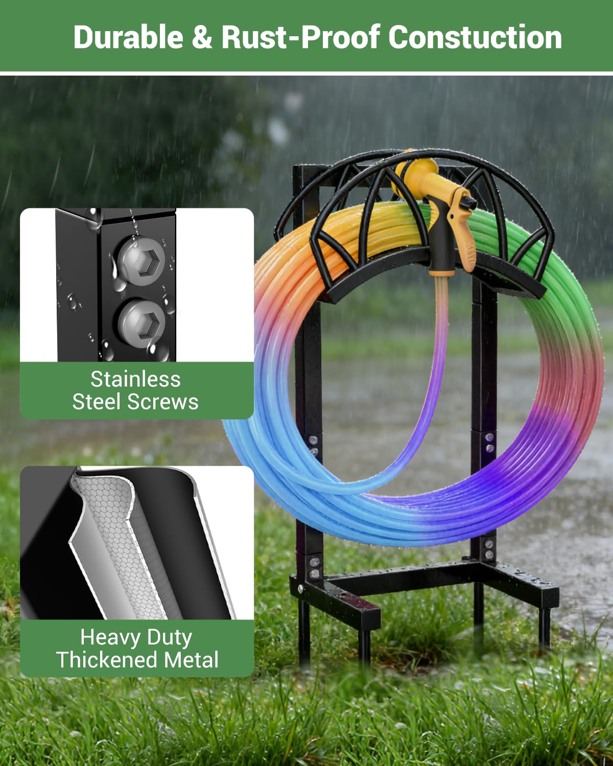 HZE Garden Hose Holder close-up of metal construction