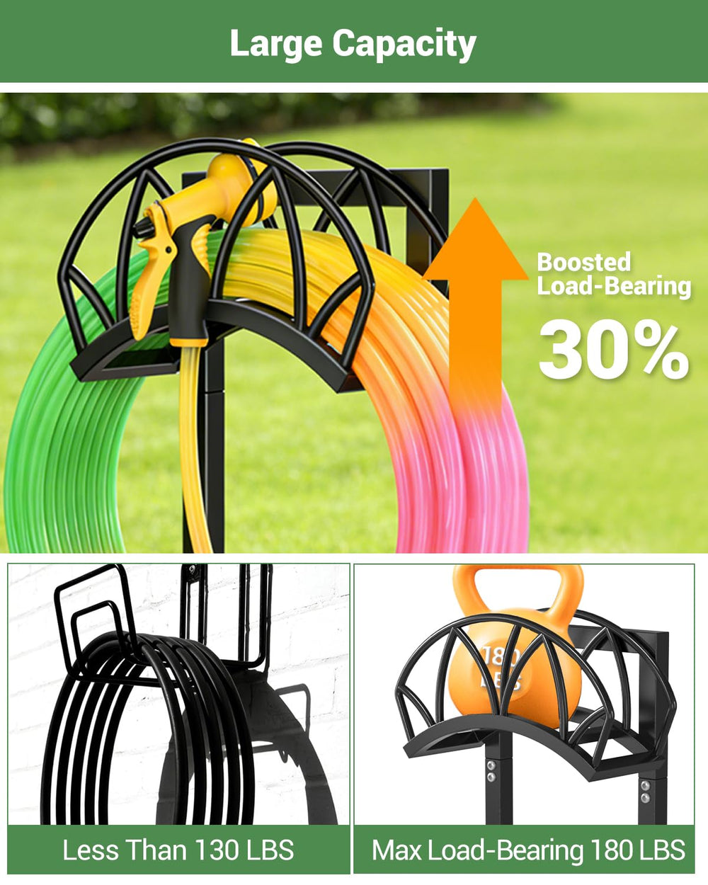HZE Garden Hose Holder front view with hose attached