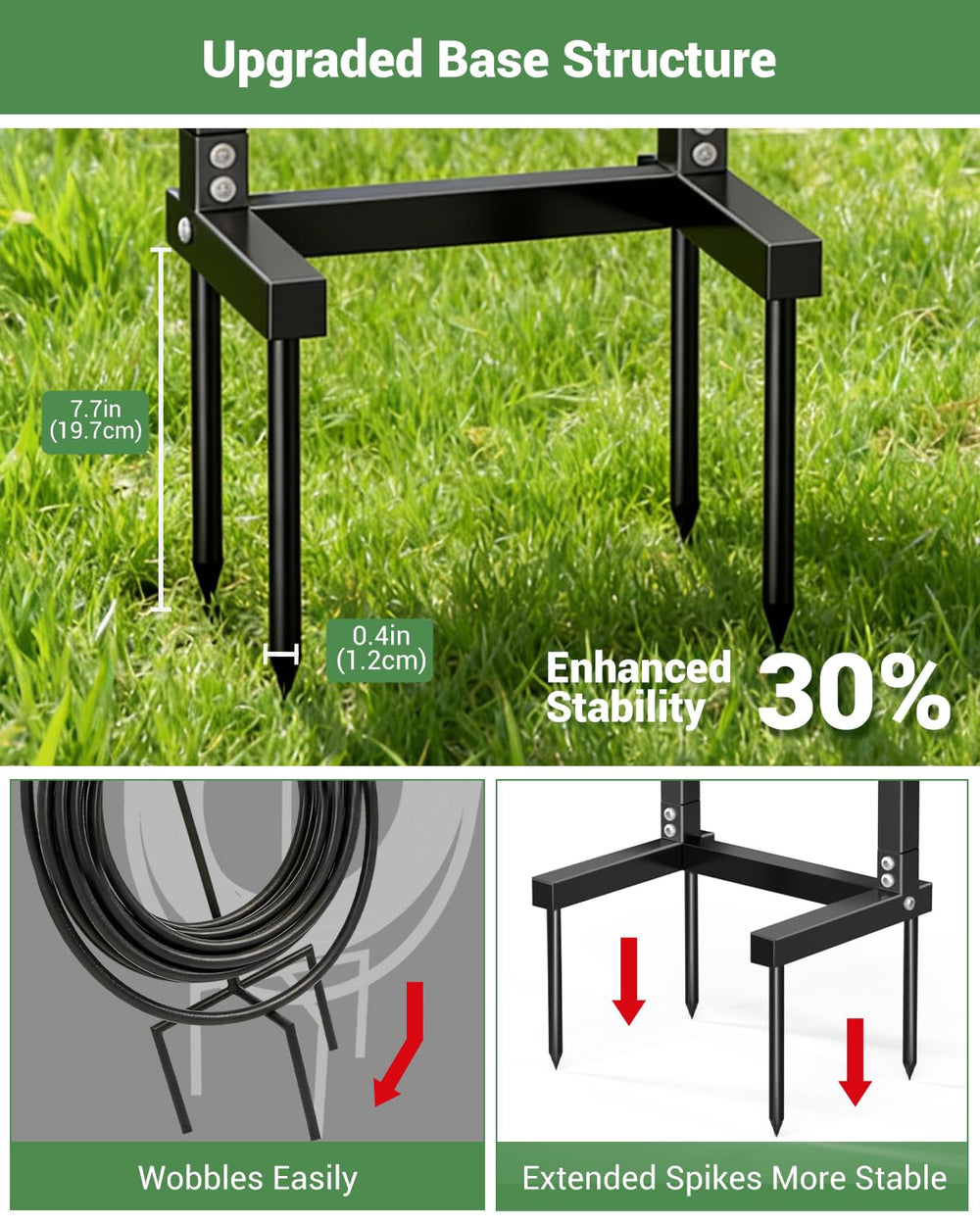 HZE Garden Hose Holder with 4 spikes in soil