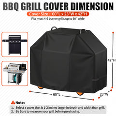 i COVER 60 inch grill cover side view with adjustable straps