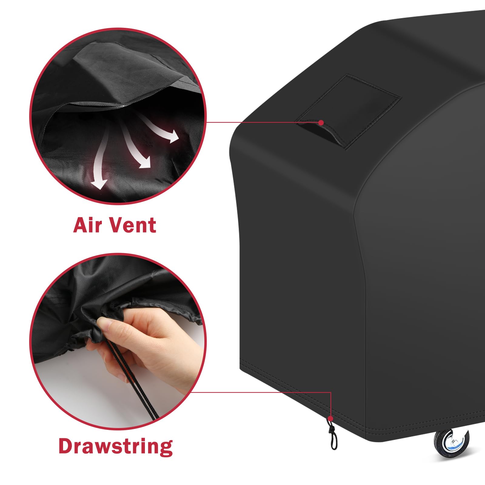 i COVER griddle cover showing waterproof material and air vent