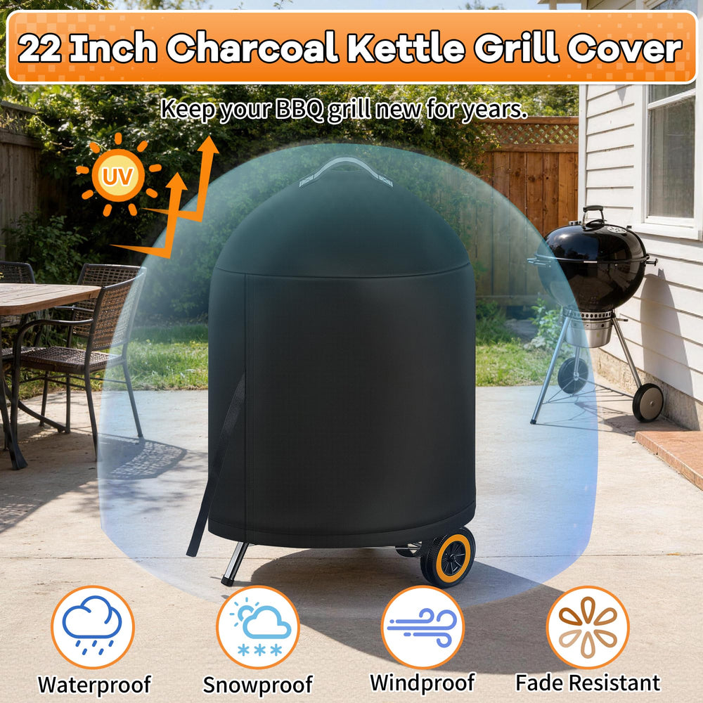 i COVER Grill Cover for Weber 22 Inch Kettle showing PVC coating