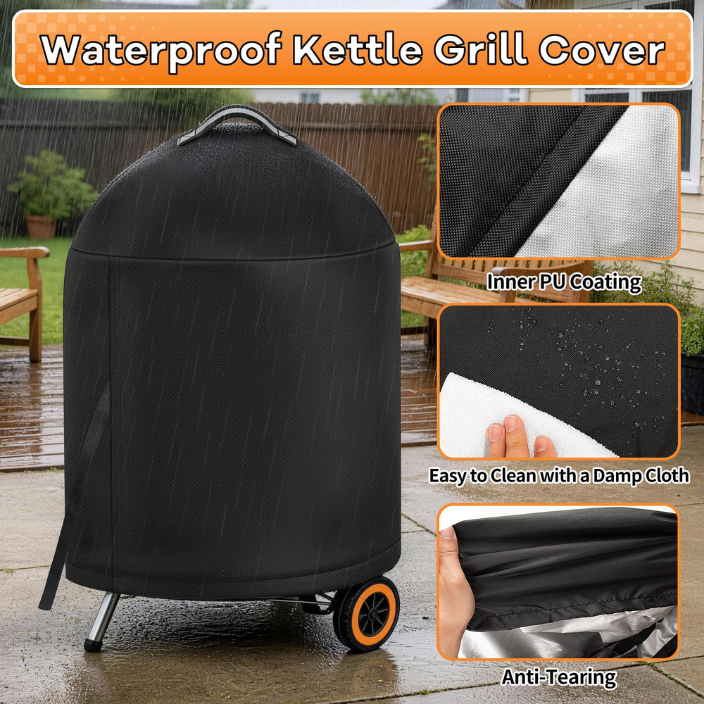 i COVER Grill Cover for Weber 22 Inch Kettle, side view