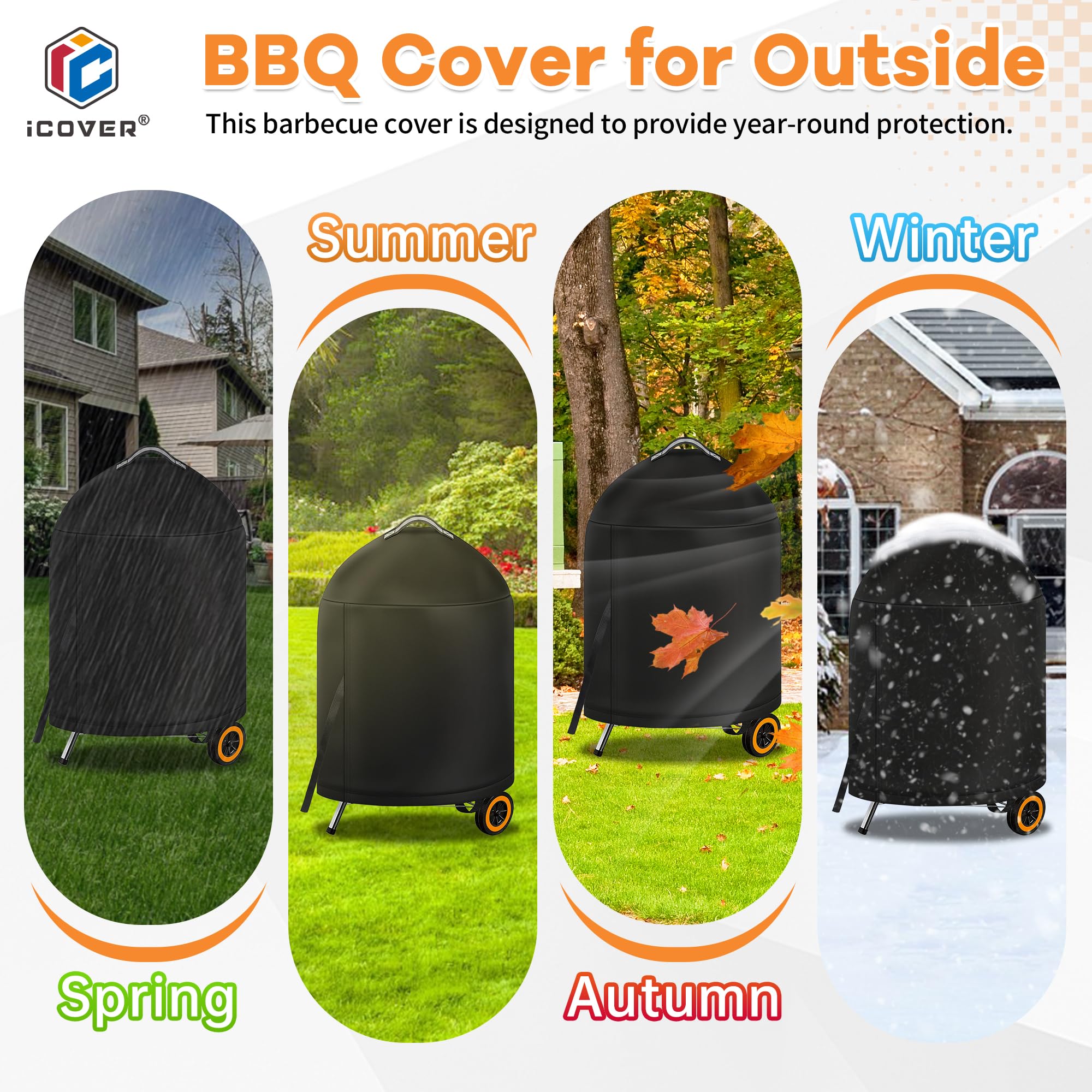 i COVER Grill Cover with dimensions for Weber 22 Inch Kettle