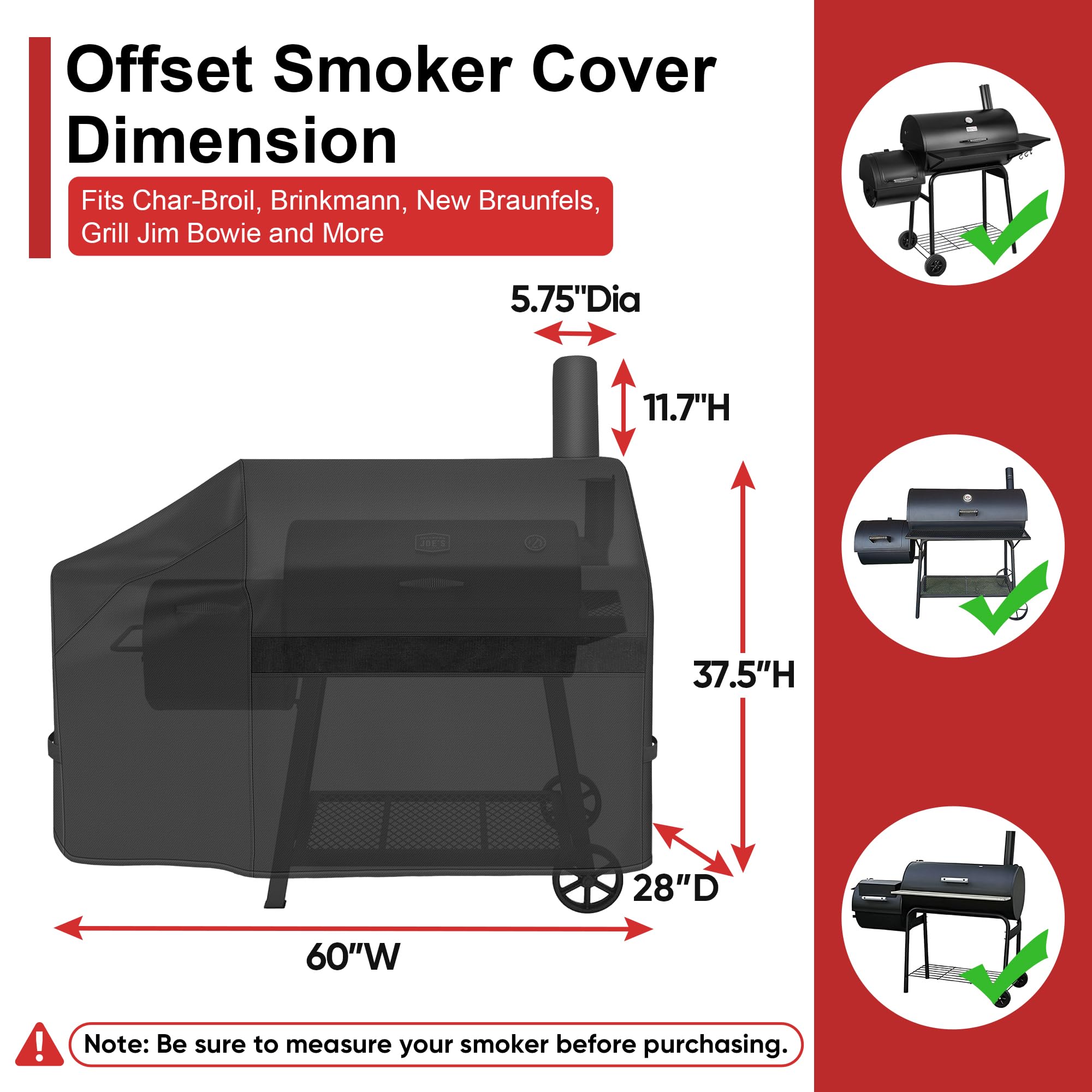 i COVER Offset Smoker Cover 60 inch side view
