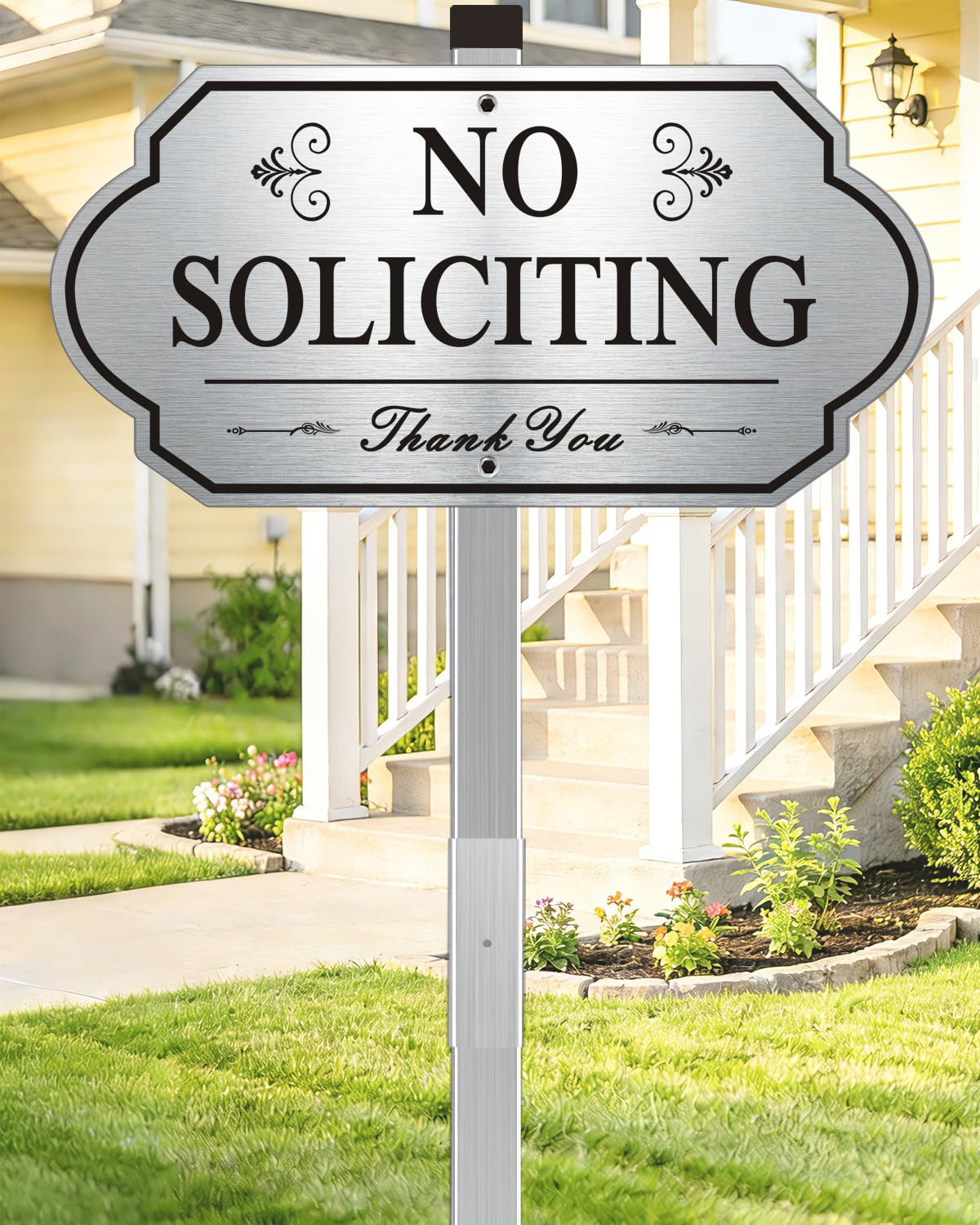 i-CowFun Heavy Duty No Soliciting Sign front view with stake